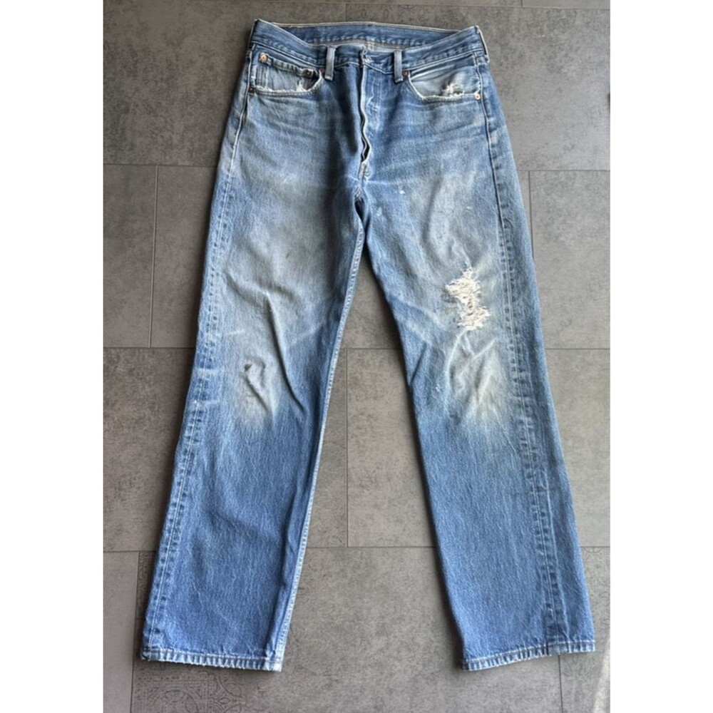 Levi's 501 Button Fly jeans tag 34x34 *shrunk 33x29 thrashed distressed grunge